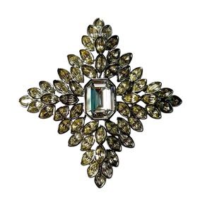 KJL Kenneth Jay Lane Maltese Cross Brooch Clear Rhinestones w/ Bag Vintage